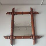Vintage bamboo wood mirror