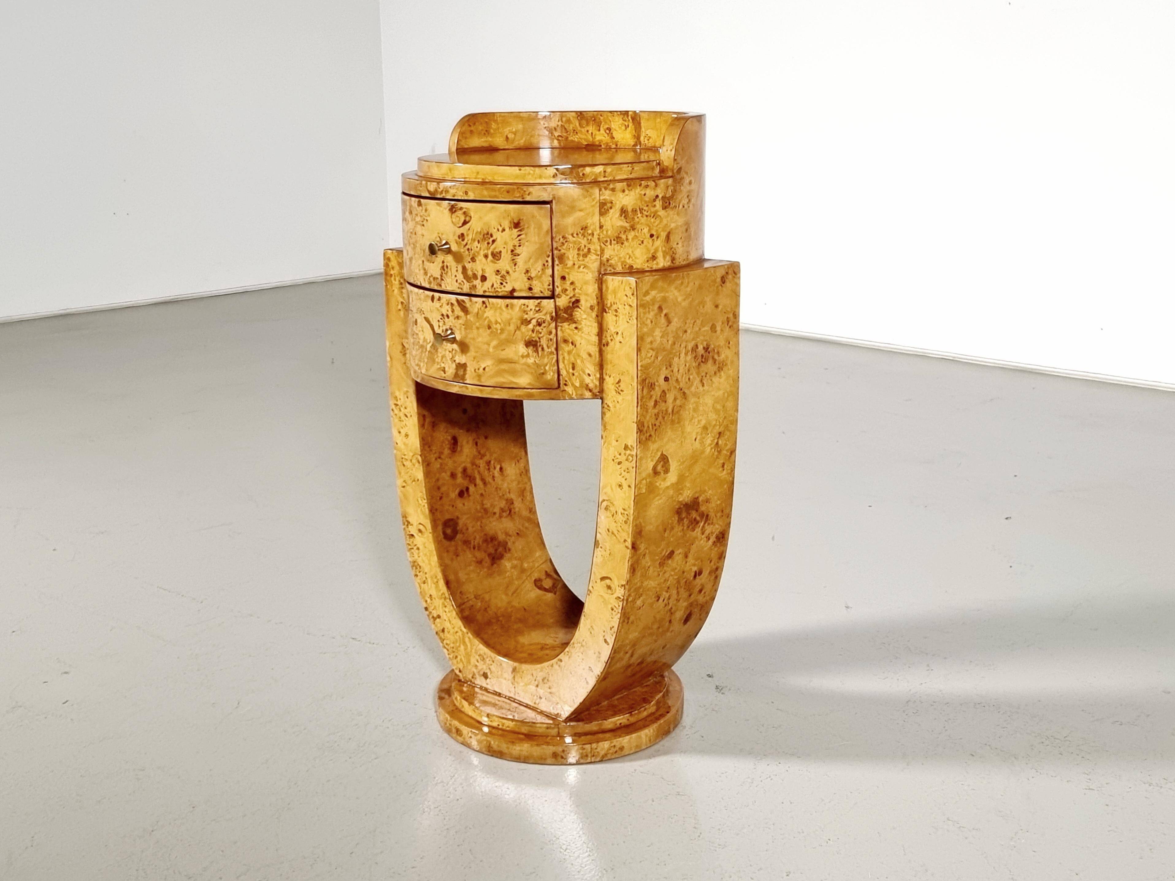 Meuble de rangement Art Déco en placage de bois de ronce, 1970