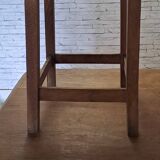 Square stool in brown stained wood 1940 French Popular Art