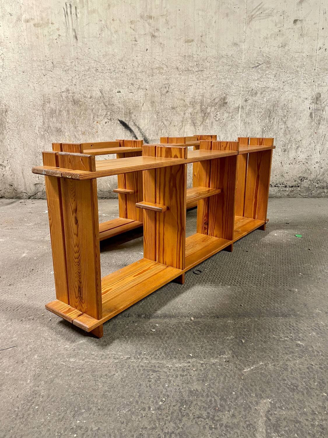 Pair of pine wall shelves