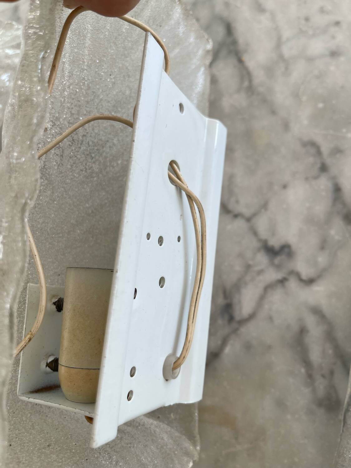 Mazzega pair of Murano glass wall lights, Italy 1970