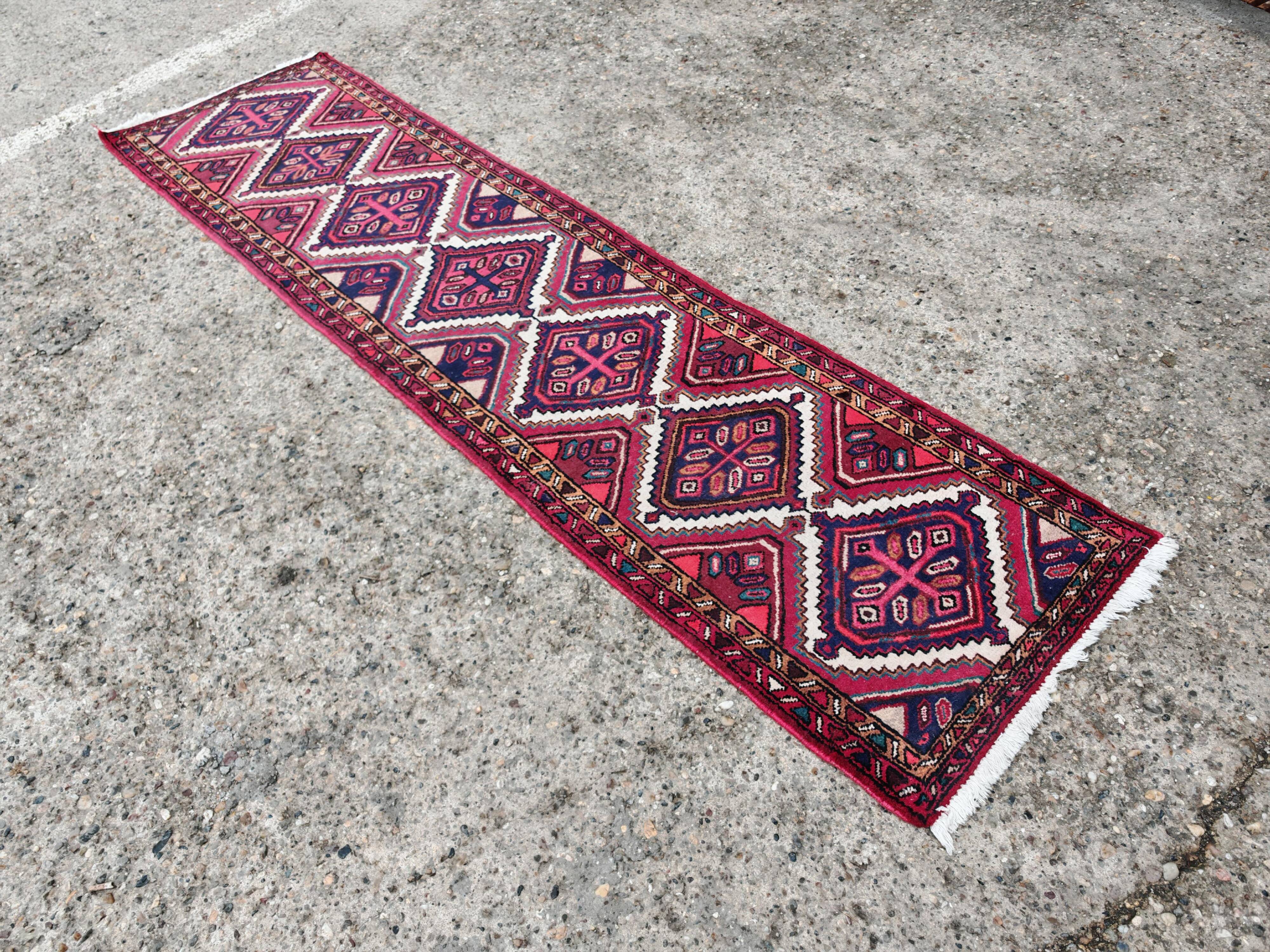 Vintage hand-knotted Hamadan runner rug from the 1960s.