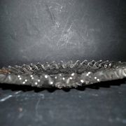 Old molded glass cake dish cutter - ivy decoration wavy edge 31cm