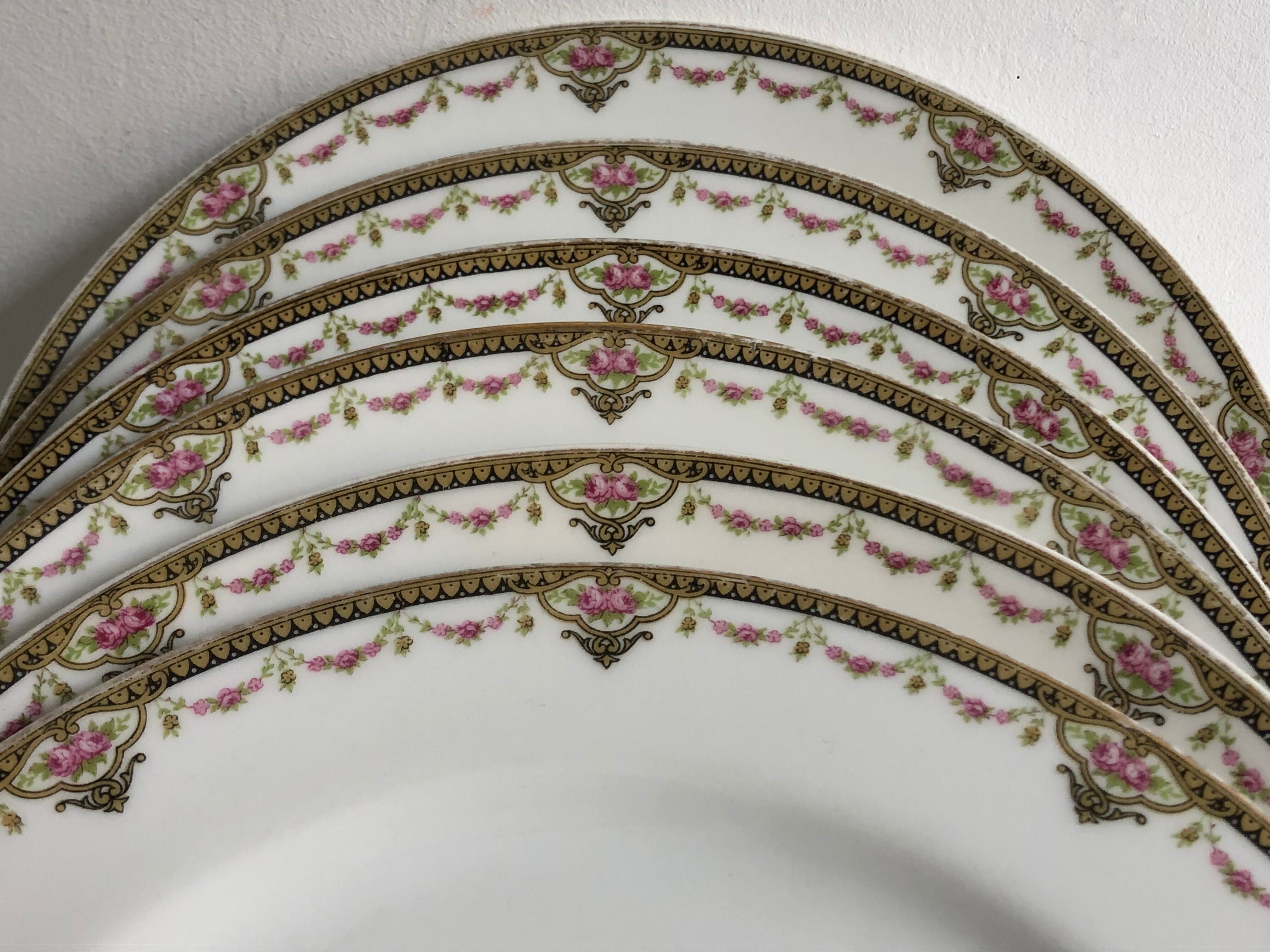 6 flat plates, Porcelaine de Limoges, WG et Cie