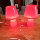 Paire de Lampes Vintage en Opaline Rouge