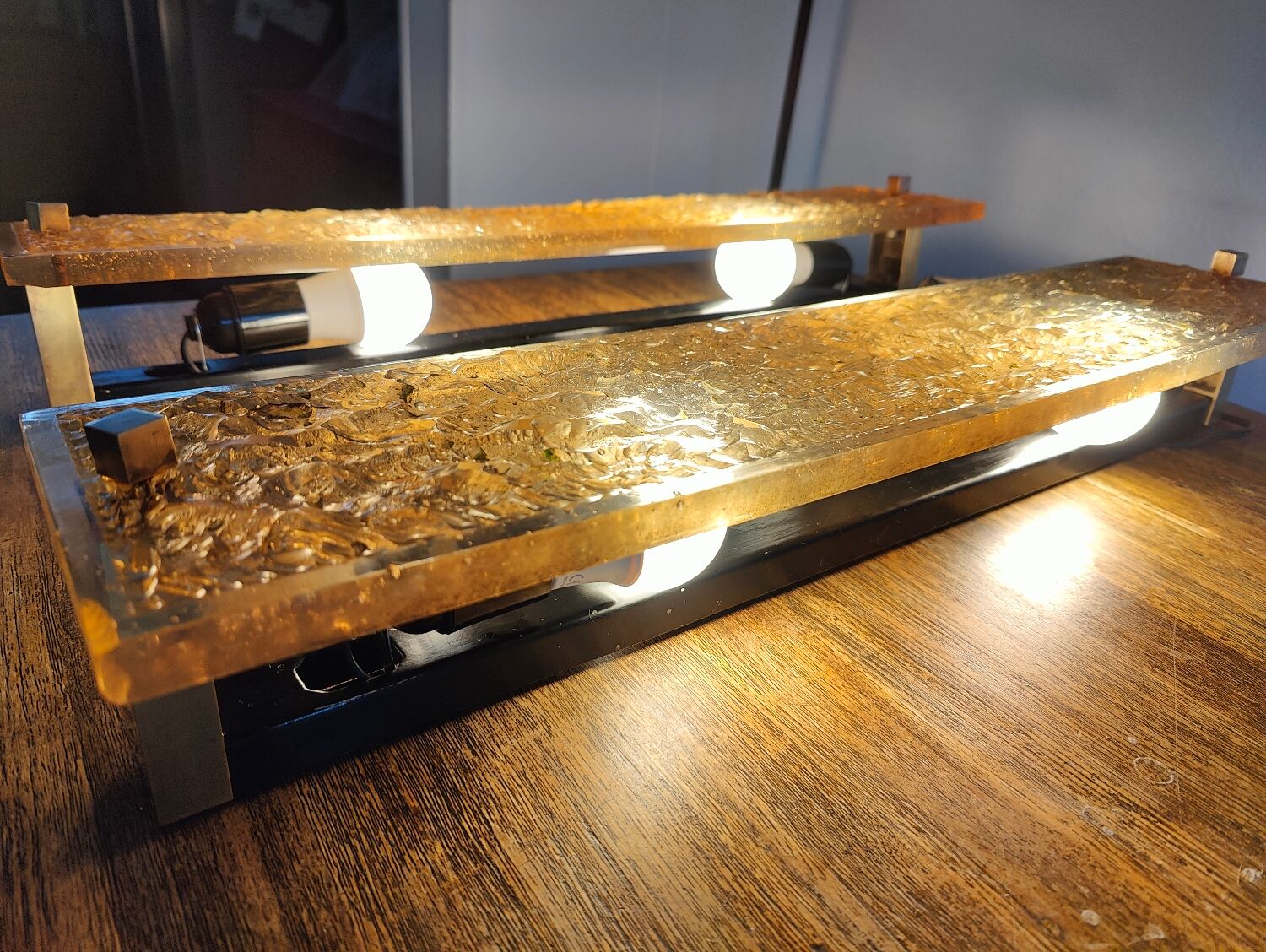 Pair of large Dallux wall lights attributed to Pierre Disderot.