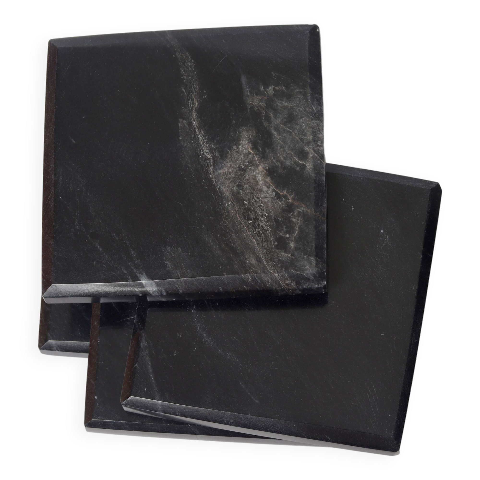 Madeji – Black square coasters in natural marble – set of 4