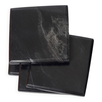 Madeji – Black Square Natural Marble Coasters - set of 4