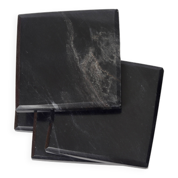 Madeji – Black square coasters in natural marble – set of 4