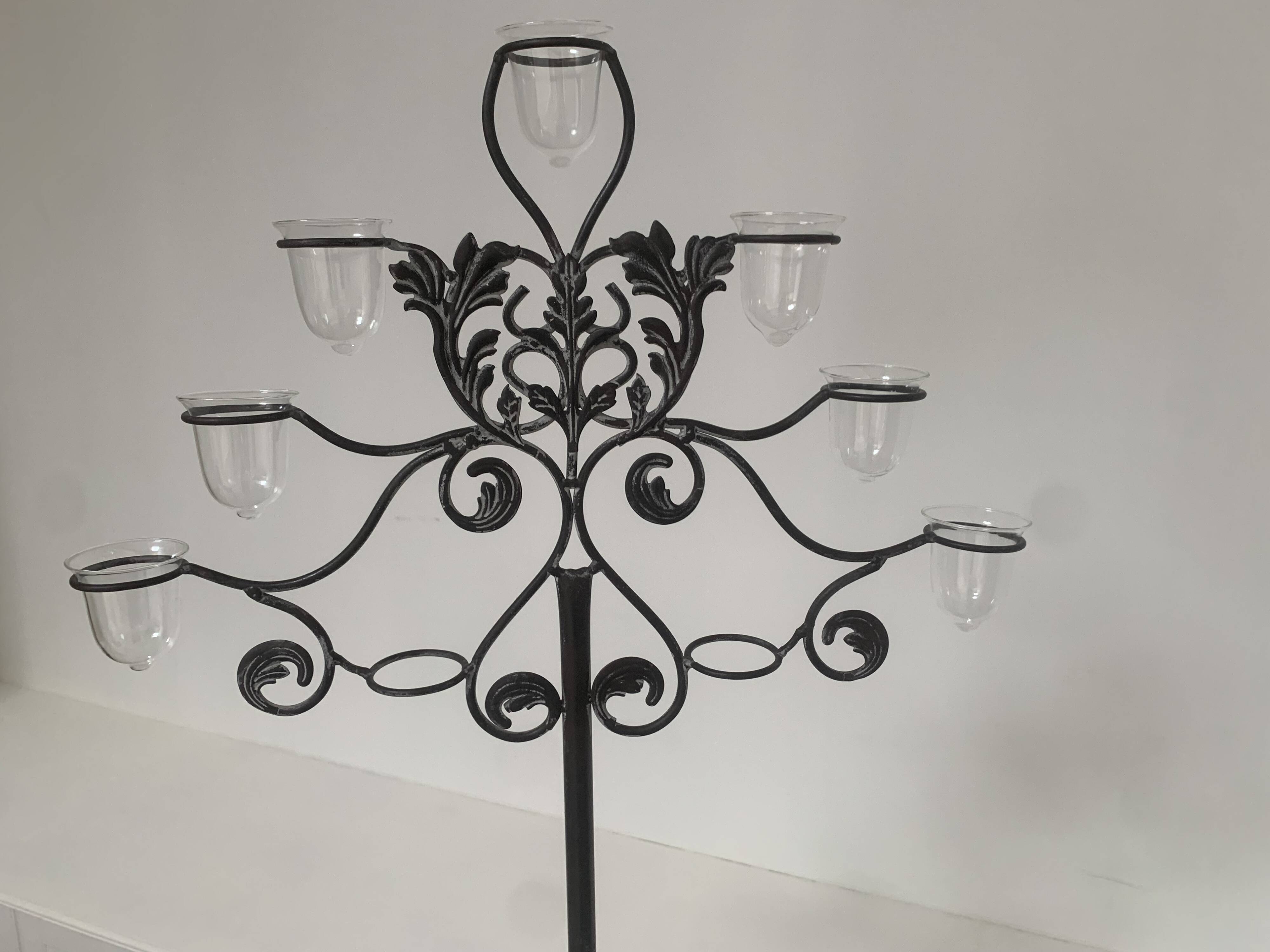 Large black wrought iron floor candelabrum (H150 cm) – Classic & Roman style