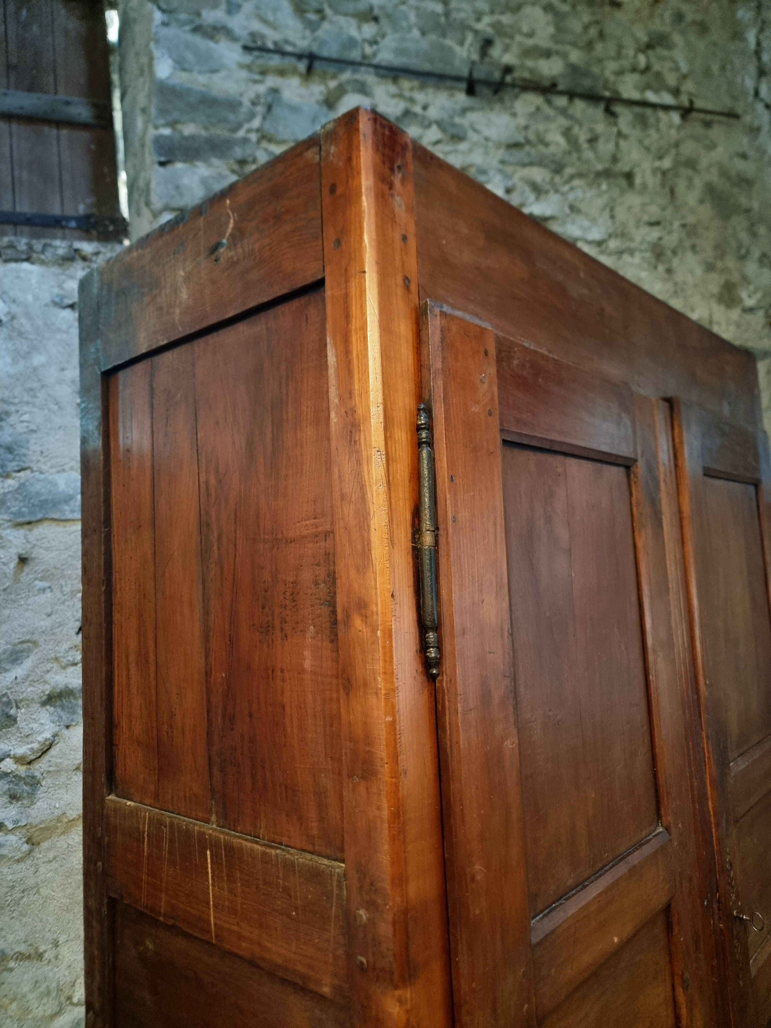 18th-century French antique cherry wood wardrobe – Rustic sideboard