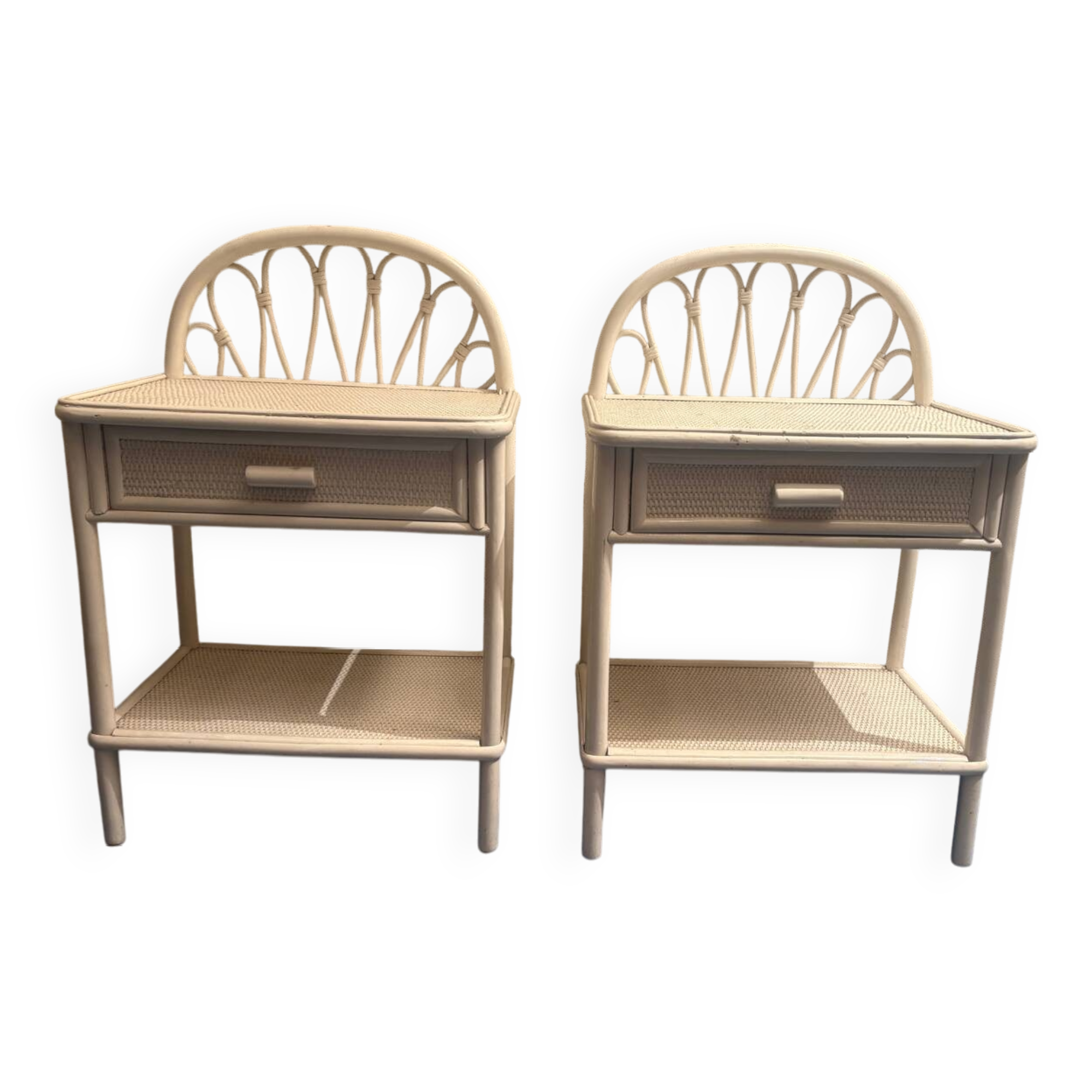 Duo of vintage bedside tables