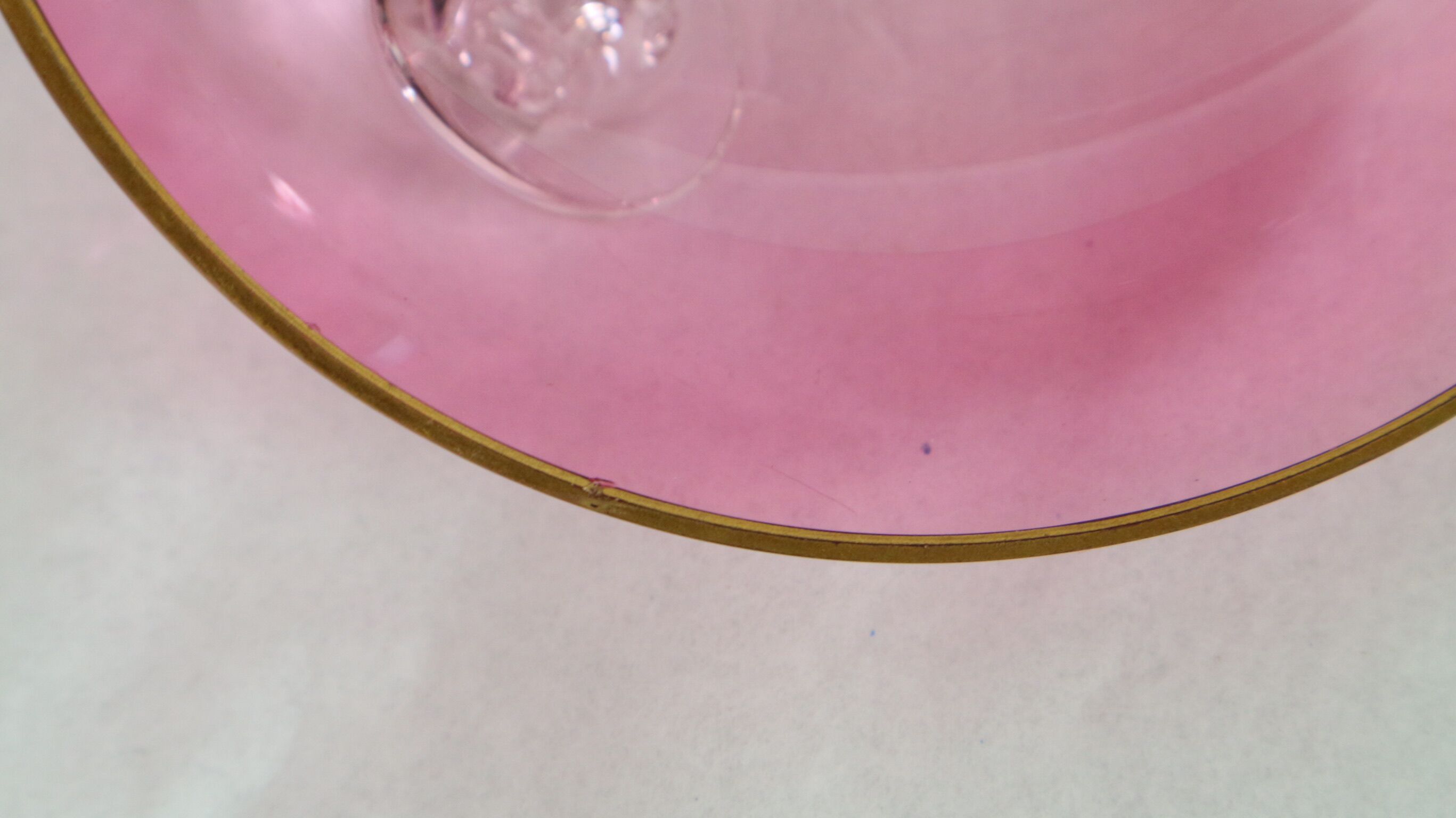 Vintage glasses service cup pink for 7 with service bowl