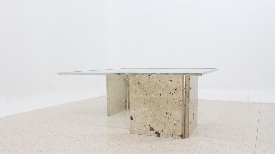 Italian marble and glass coffee table 1970