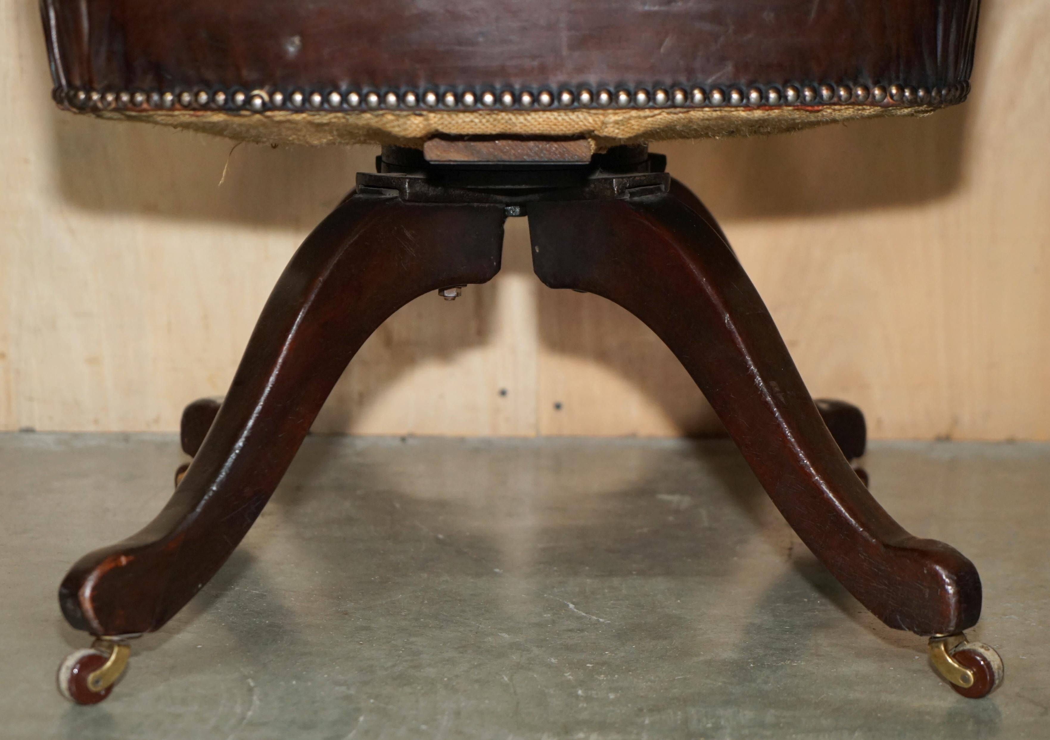 Victorian antique leather captain's chair