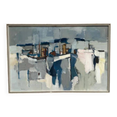 Large Original Swedish Oil on Canvas - "Nättrok" by Gösta Sundström - Signed - Vintage and Framed