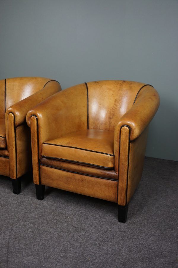 Set of 2 club chairs in sheepskin, York model