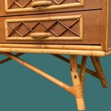 Armoire rotin et pieds compas 1960