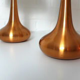 Pair of table lamps Orient copper finish Jo Hammerborg for Fog & Morup, Denmark, 1960s