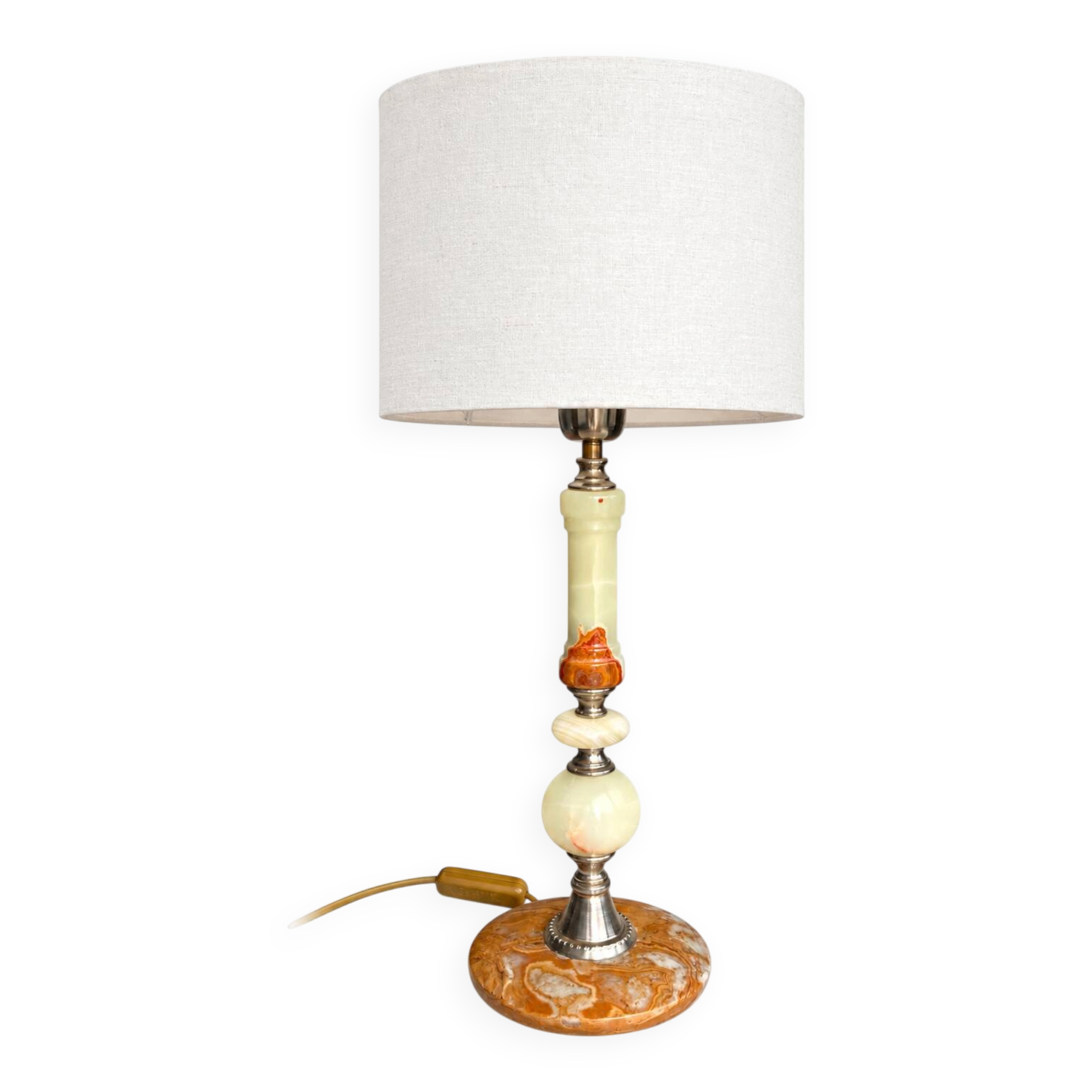 Lampe de table en marbre onyx vintage, années 1960-70