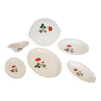 5 serving plates or serving bowls in french porcelain from sarregemines & dijon sévigné model.