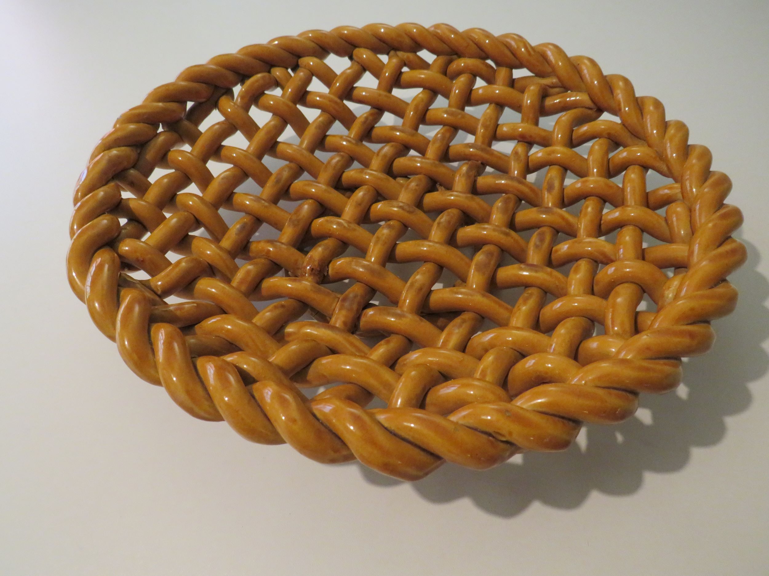Woven ceramic fruit cup, early twentieth century
