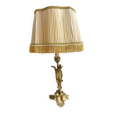 Lampe style Art Nouveau en métal doré et tissu plissé