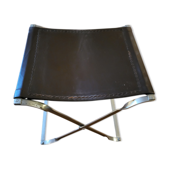 Folding steel and leather stool