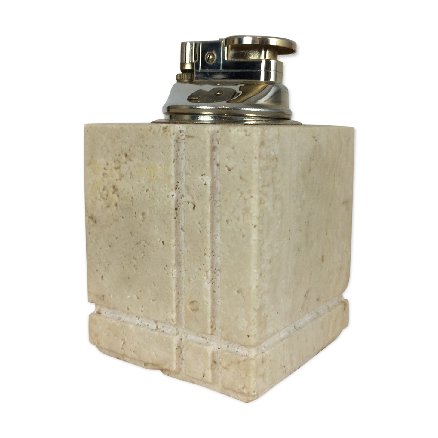 Travertine lighter, cubic, 80s