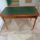 Minister's desk style L. Philippe – 2 drawers – cherry wood – faux leather desk mat