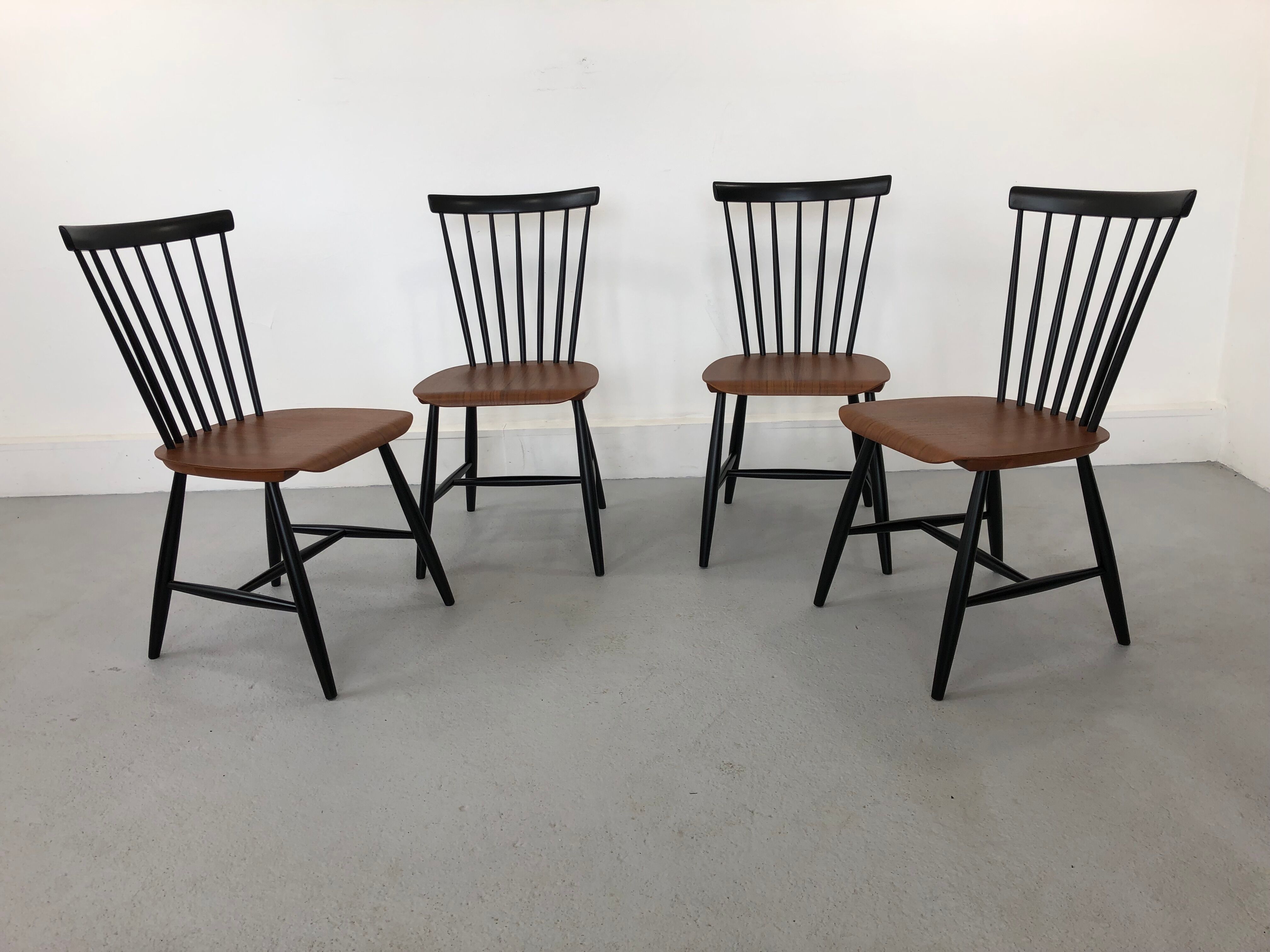 Swedish Teak Chairs by S. E. Fryklund for Hagafors, 1960s, Set of 4
