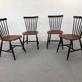 Swedish Teak Chairs by S. E. Fryklund for Hagafors, 1960s, Set of 4