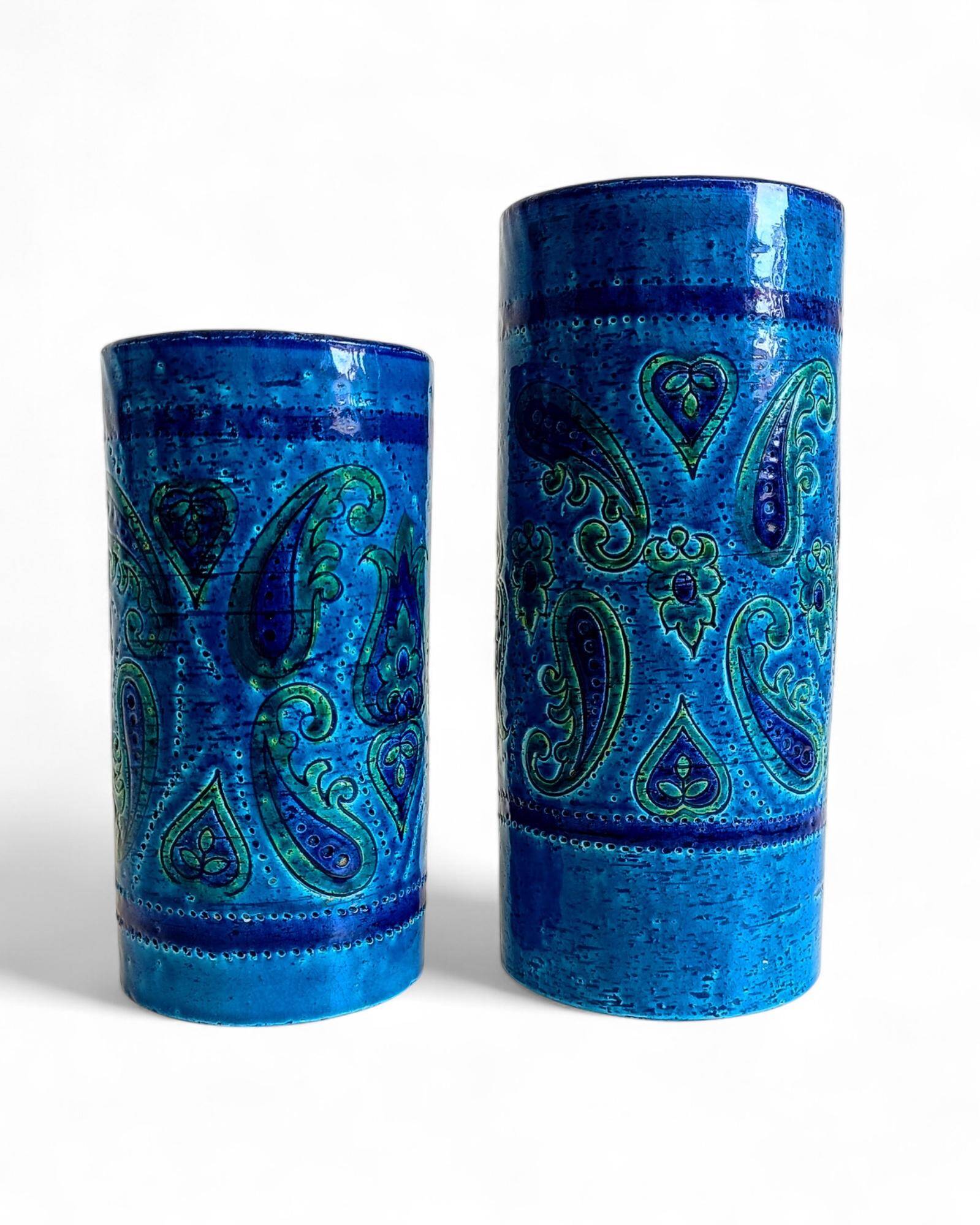 Vases en céramique Rimini Blu d'Aldo Londi, Bitossi, Italie, années 1960.
