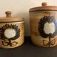 2 pots Pottery of La Colombe model sandstone flower 1970/1980