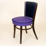 Dual-fabric brewery chair blue tones, round seat springs