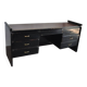 Bureau Art Déco hongrois en bois peint noir avec plateau marron et poignées métal