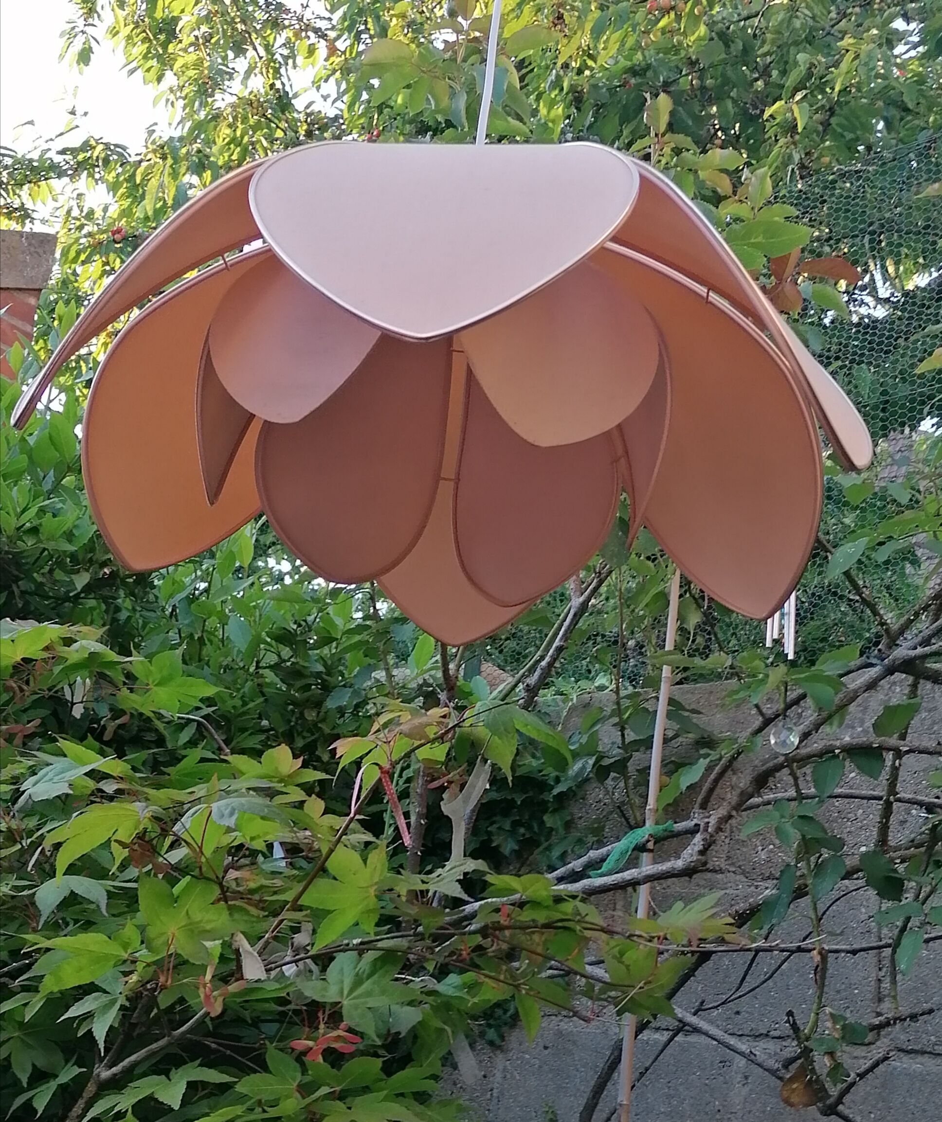 Hanging Altus Robert de Schuytener, lotus flower lamp, vintage pink 60s brass