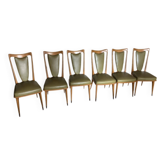 Lot de 6 chaises design, atelier Guglielmo Ulrich, Milan 1950's