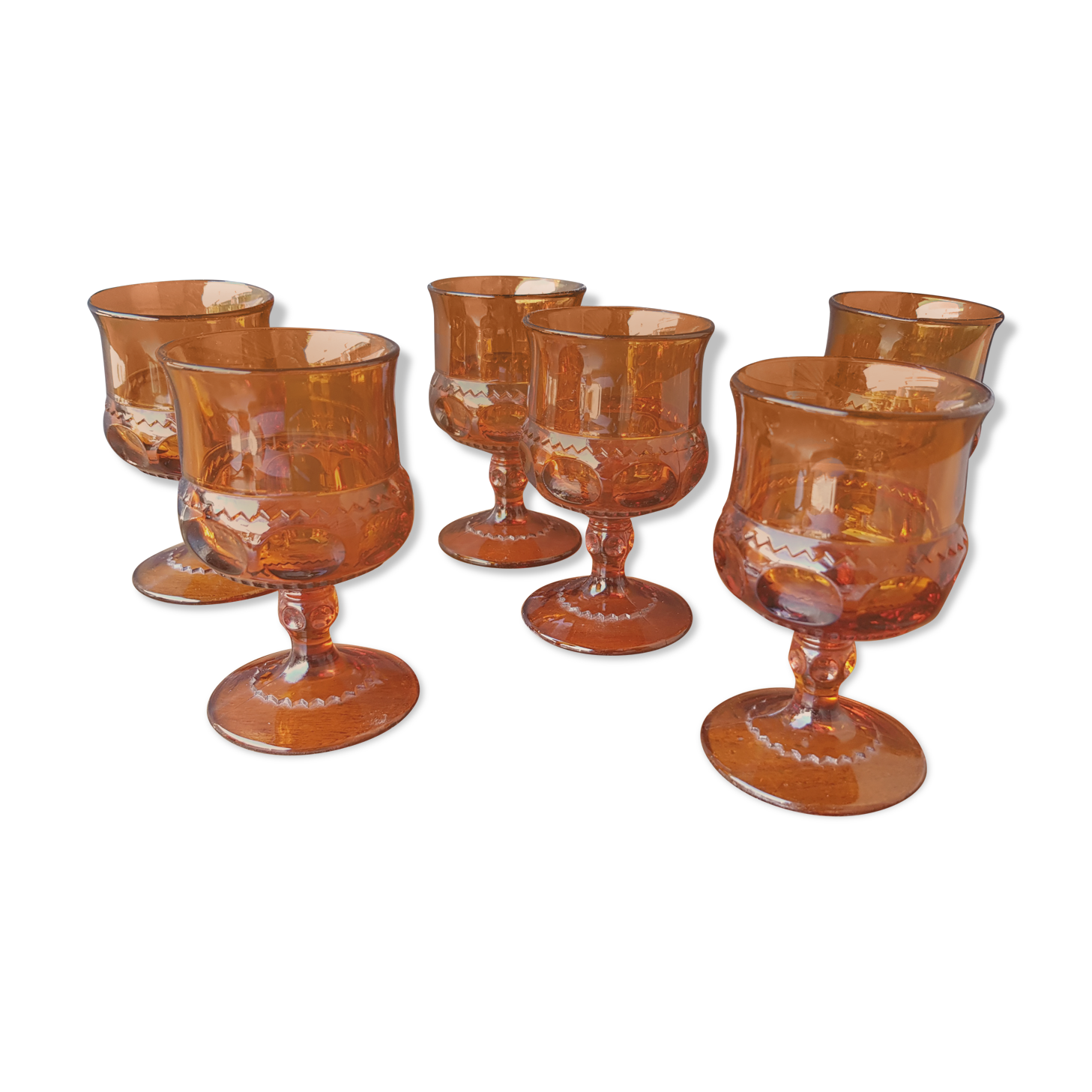 Verres ambrés vintage années 1960 série de 6