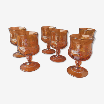 Vintage 1960s amber glasses series of 6