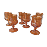 Vintage 1960s amber glasses series of 6