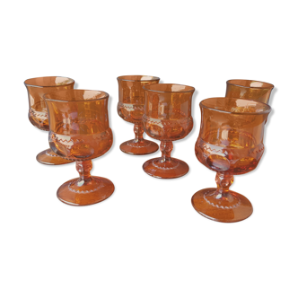 Vintage 1960s amber glasses series of 6