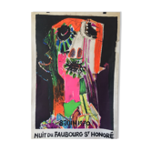 Bernard LORJOU, Nuit du Faubourg St Honoré, 1970. Original large format exhibition poster