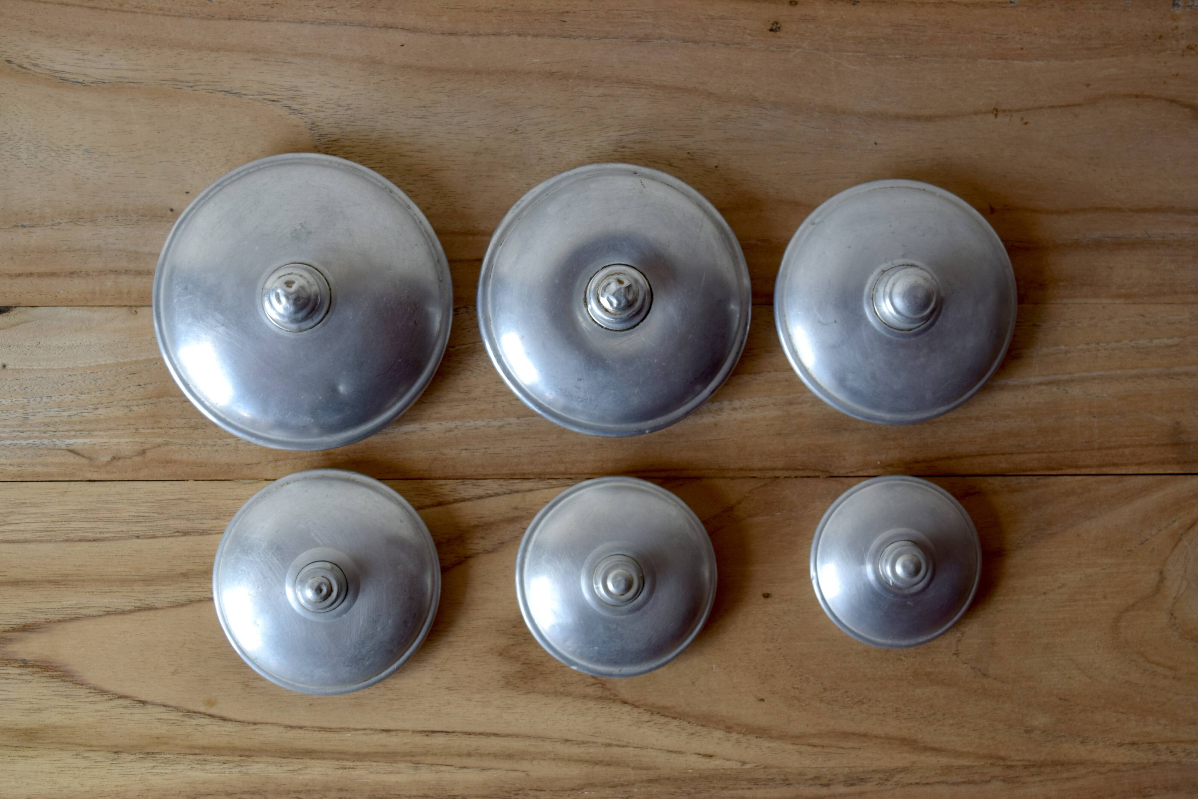 Series of Six vintage aluminum spice jars - Storage jars - 1940.