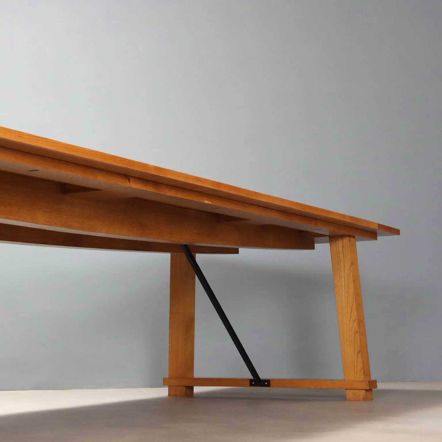 Antique oak and metal table, Italy, 20th century