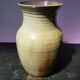 Old brown sandstone vase & beige signed deco 70s vintage