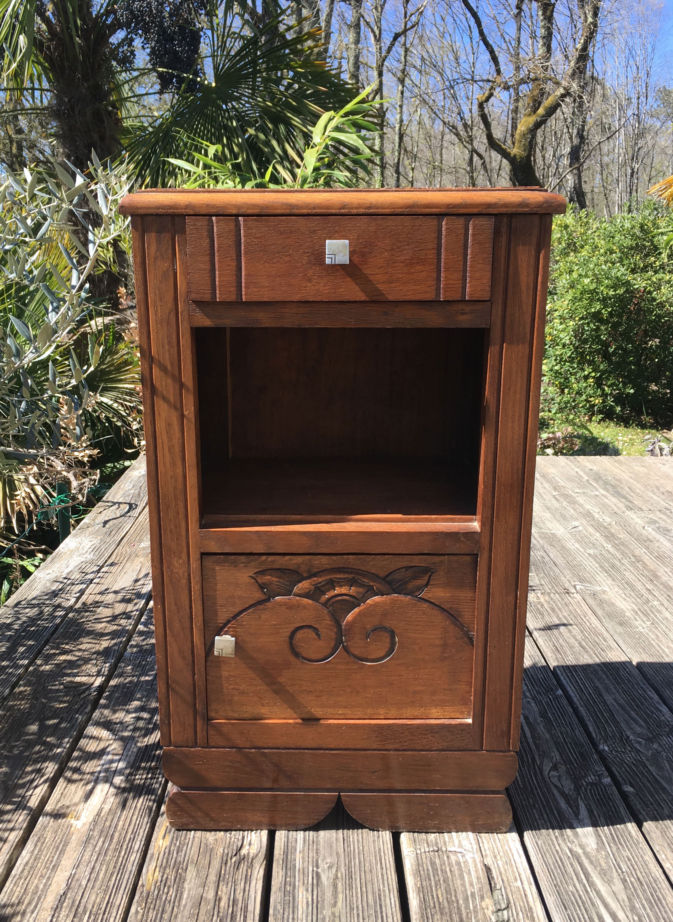 Table de chevet art nouveau marbre rose