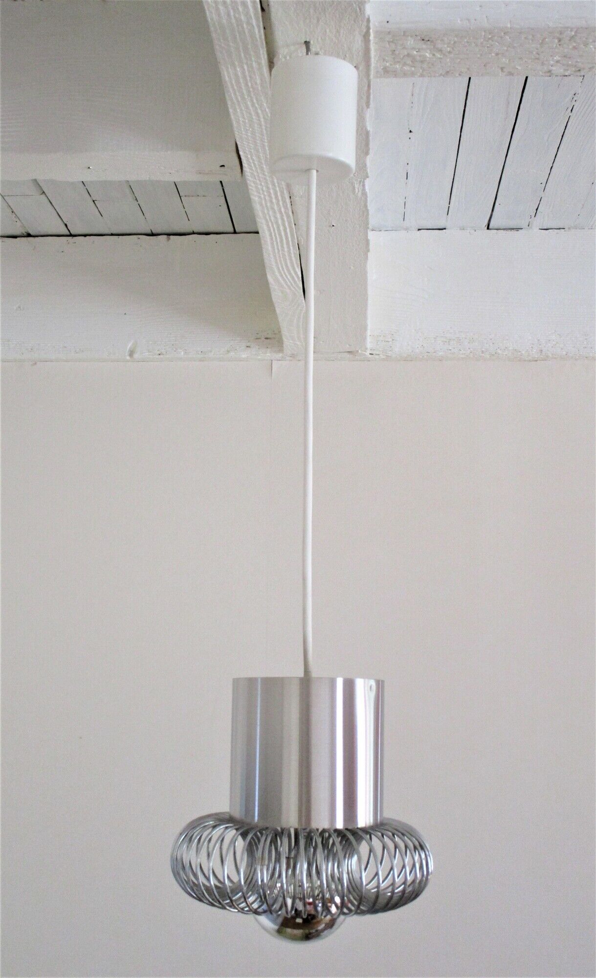 Philippe Rogier stainless steel pendant lamp for Oxar design gallery 70s
