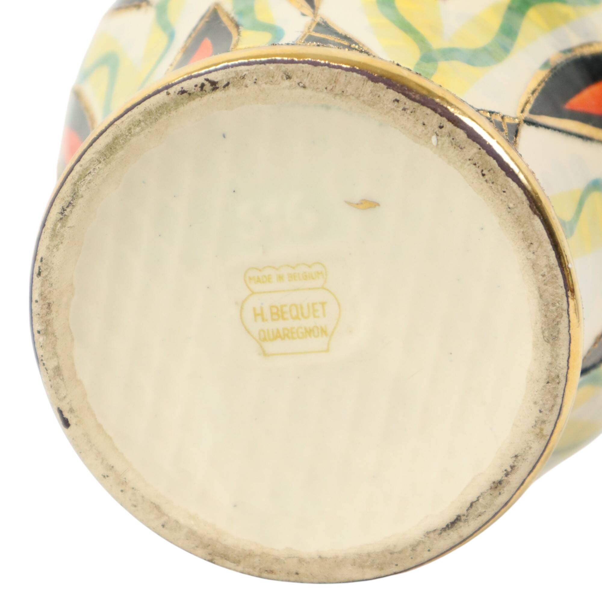 Fifties Lidded Vase H. Bequet Jupiter Hand Painted Ceramics