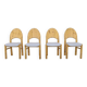 4x Brutalist pine dining chairs, 1970s